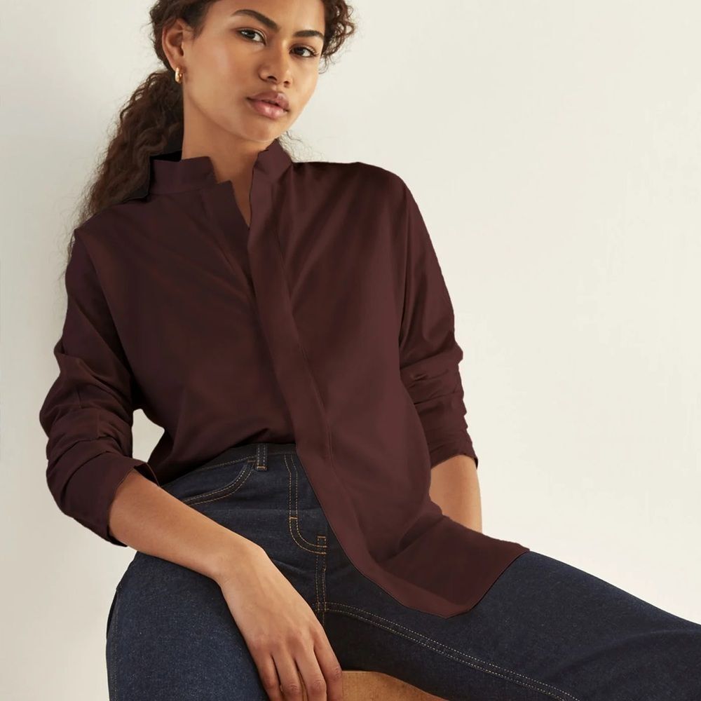 ADAY Burgundy Merlot Long Sleeve Something Borrowed Top Large